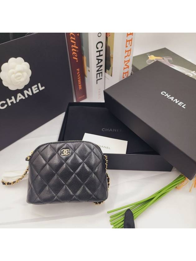 Classic Half Moon Mini Bag Caviar Pouch Cross Black AP4000 - CHANEL - BALAAN 10