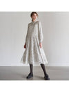 Women's Lace Tiered Printing Shirring DressWhite - MITTE - BALAAN 1