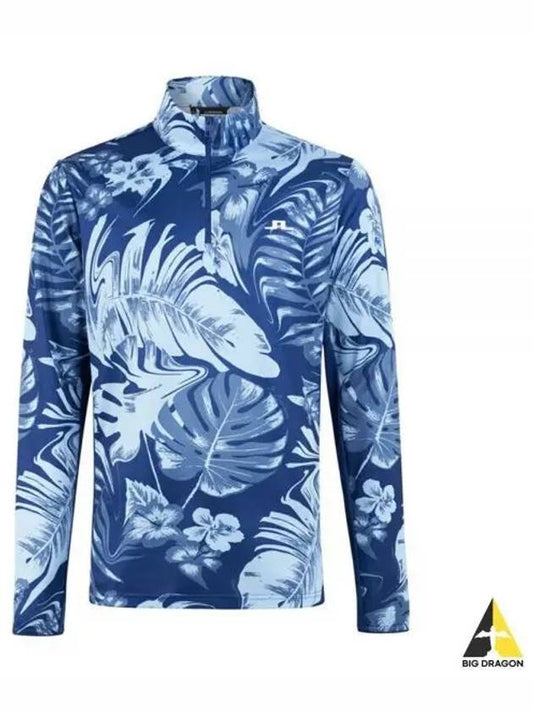 Emanuel Print Mid Layer Long Sleeve T-Shirt Blue - J.LINDEBERG - BALAAN 2