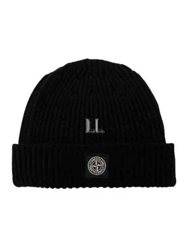 N22C3 Full Rib RWS Wool Beanie Black - STONE ISLAND - BALAAN 2