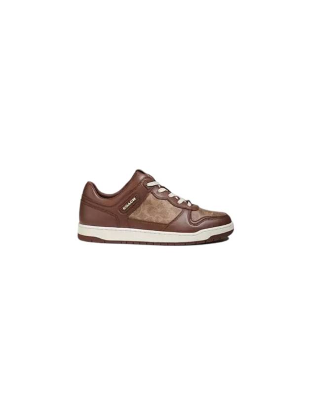 C201 Signature Canvas Low Top Sneakers Saddle - COACH - BALAAN 1