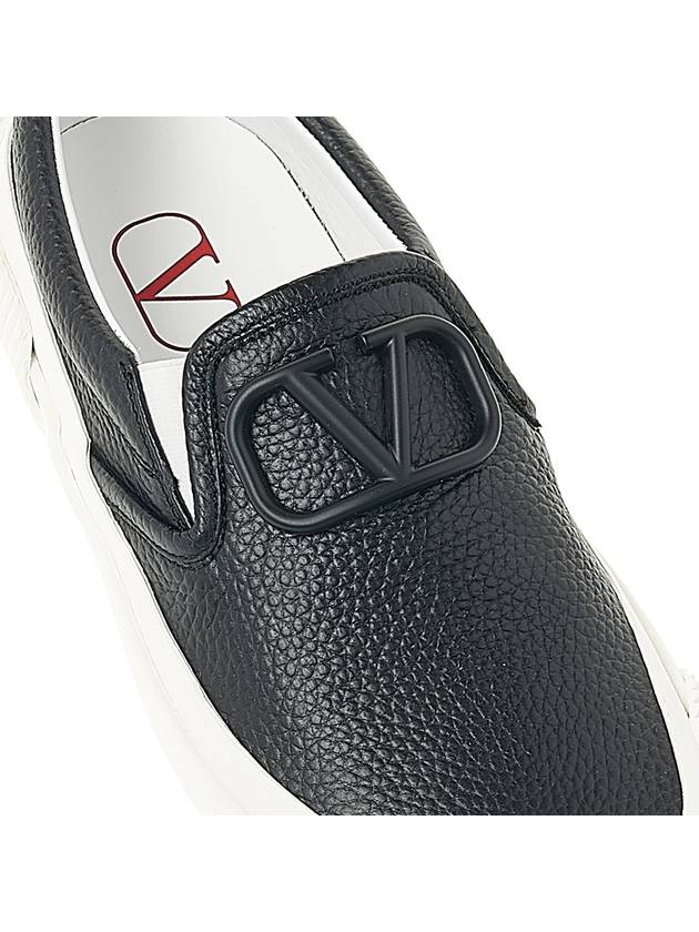 V logo leather slip-ons black - VALENTINO - BALAAN 9
