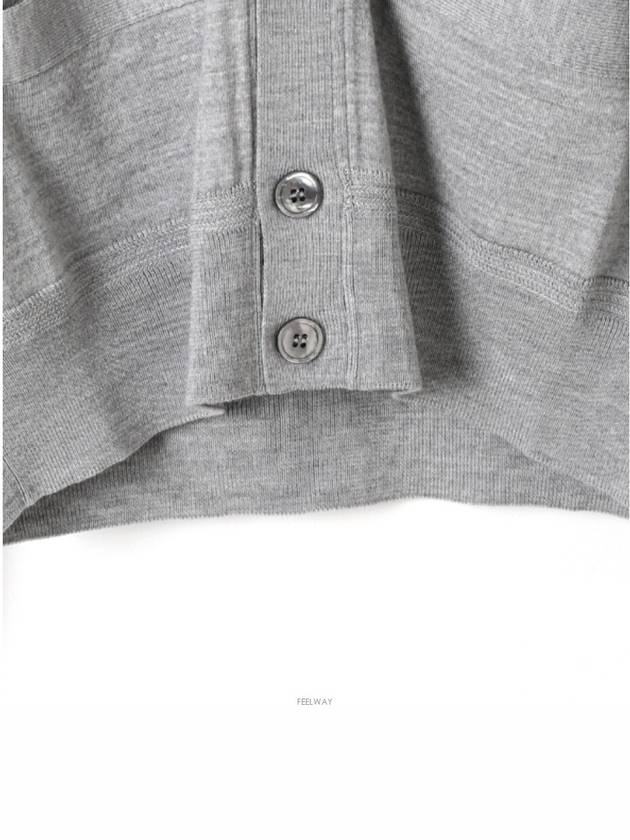 V-Neck Wool Cardigan Light Grey - TOM FORD - BALAAN 5