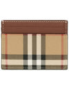 Check Pattern Leather Canvas Card Wallet Beige Brown - BURBERRY - BALAAN 2