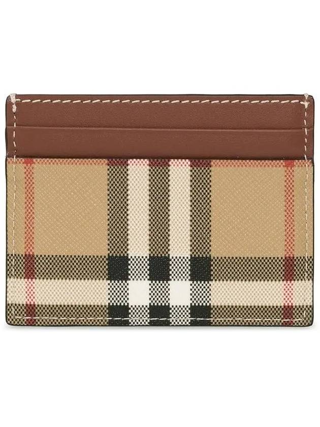 Check Pattern Leather Canvas Card Wallet Beige Brown - BURBERRY - BALAAN 2