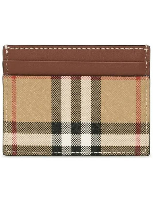 Check Pattern Leather Canvas Card Wallet Beige Brown - BURBERRY - BALAAN 2