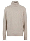 Heart Logo Cashmere Turtleneck Beige - AMI - BALAAN 2