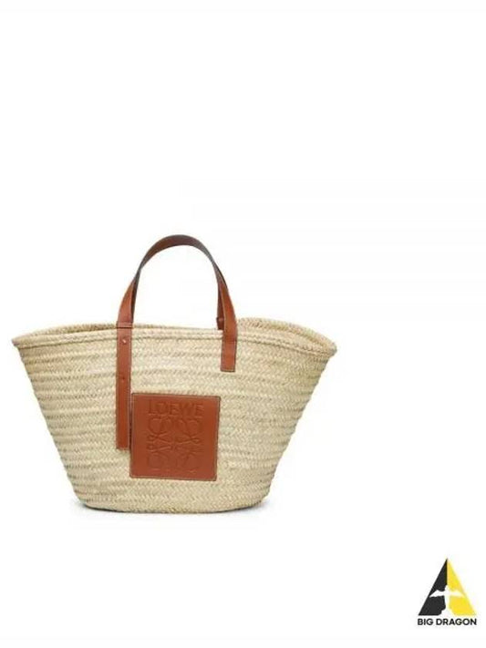 Large Basket bag in palm leaf and calfskin 327 02 S81 2435 - LOEWE - BALAAN 1