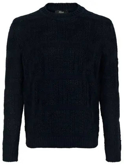 Crew Neck FF Knit Top Navy - FENDI - BALAAN 2