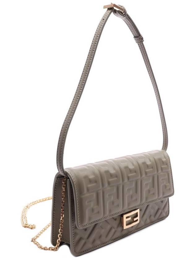 FF Baguette Nappa Leather Long Wallet Grey - FENDI - BALAAN 4