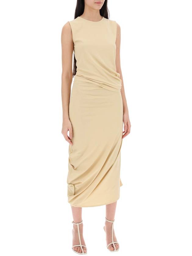 Fitted Twisted Midi Dress Sand - LEMAIRE - BALAAN 3