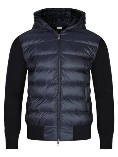 Quilted Wool Cardigan Navy - MONCLER - BALAAN 1