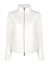 Women's High Neck Wool Padded Cardigan White - MONCLER - BALAAN 1