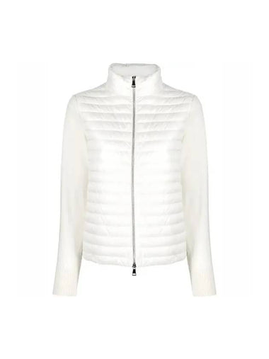 Women's High Neck Wool Padded Cardigan White - MONCLER - BALAAN 1