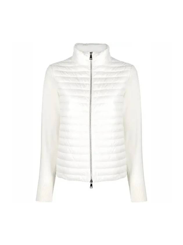 Women's High Neck Wool Padded Cardigan White - MONCLER - BALAAN 1