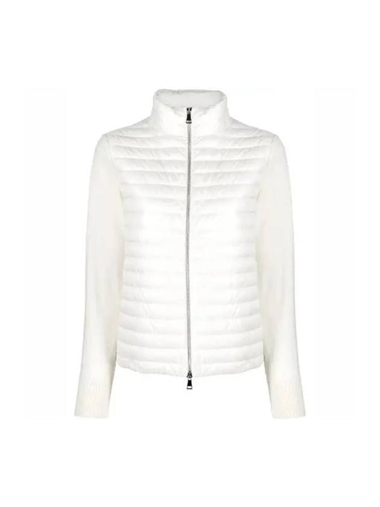 Women's High Neck Wool Padded Cardigan White - MONCLER - BALAAN 1