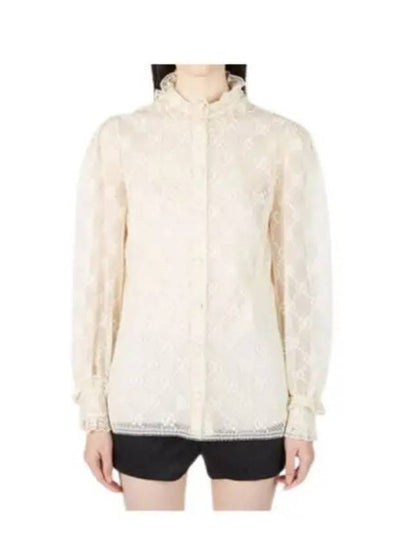 Women's GG Lace Blouse Ivory - GUCCI - BALAAN 2