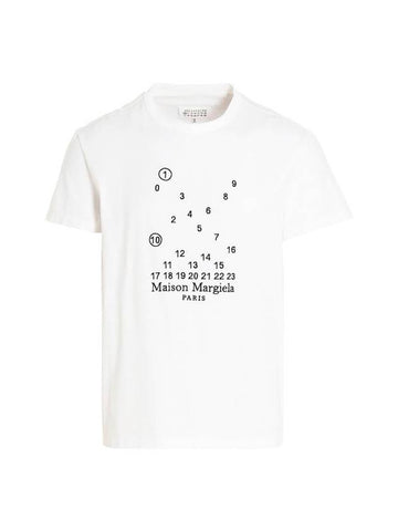 Numeric Embroidered Logo Mako Cotton Short Sleeve T-Shirt White - MAISON MARGIELA - BALAAN 1