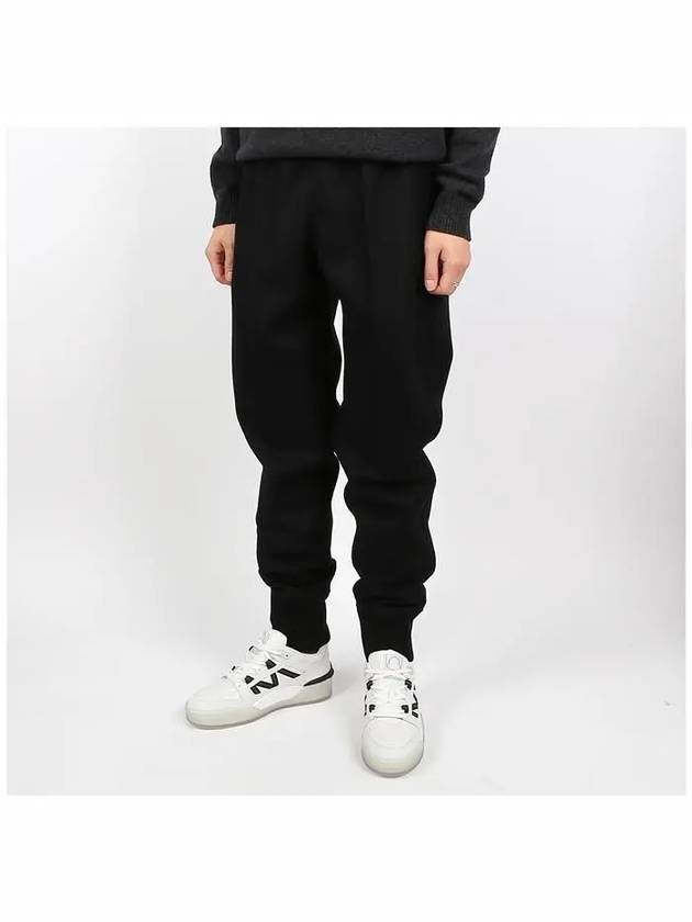 Elasticated Waist Wool Banding Jogger Track Pants Black - JIL SANDER - BALAAN 3