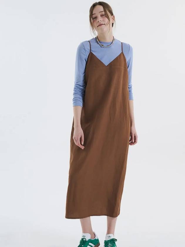 Linen blend bustier brown dress 0097 - VOYONN - BALAAN 8