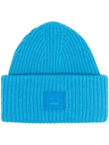 Studios Face Patch Wool Beanie Sapphire Blue - ACNE STUDIOS - BALAAN.