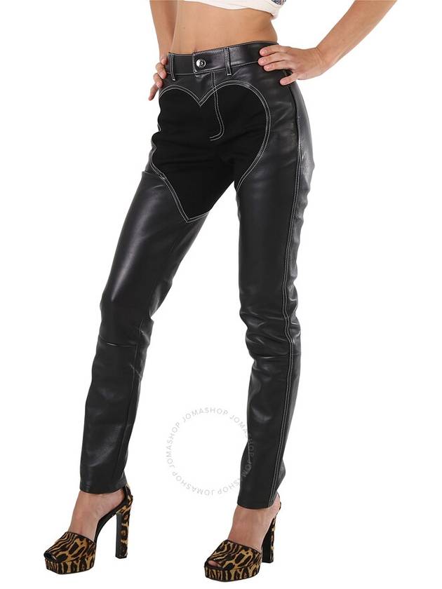 Burberry Ladies Black Skinny Fit Denim Heart Motif Lambskin Pants, Brand Size 6 (US Size 4) - BURBERRY - BALAAN 3