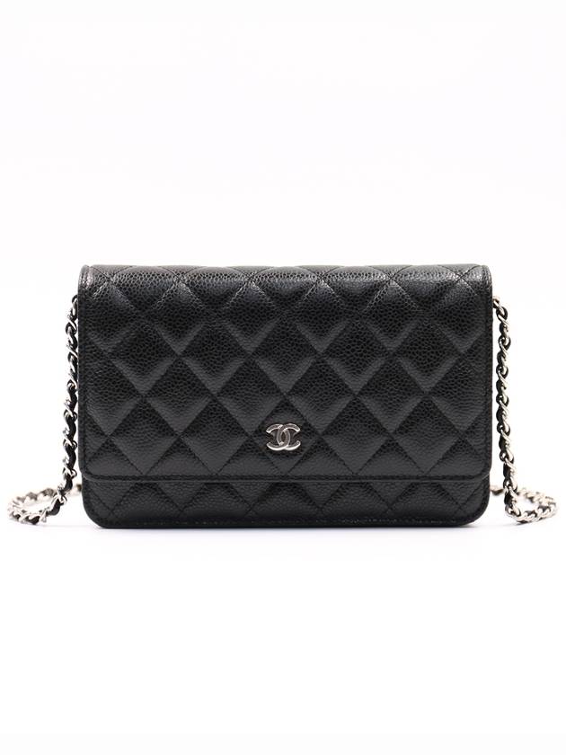 Classic Crossbag On Chain Grained Calfskin & Silver Black - CHANEL - BALAAN 2