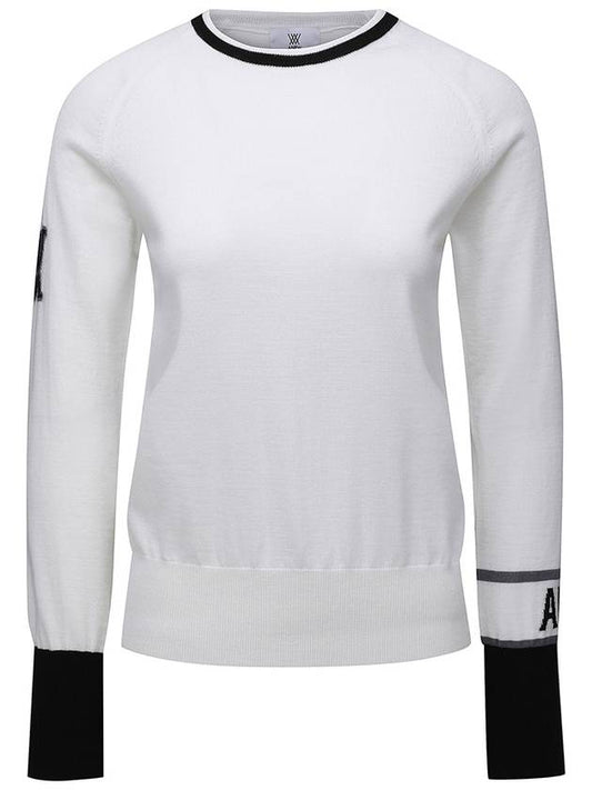 Official W CASHMERE BLEND INTARSIA SW WH - ANEWGOLF - BALAAN 1