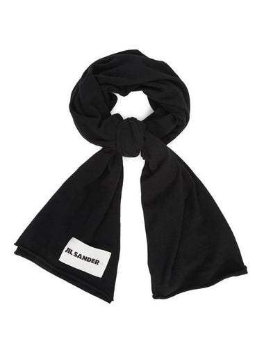 Logo Patch Cashmere Scarf Black - JIL SANDER - BALAAN 1