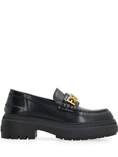 Graphy Logo Leather Loafers Black - FENDI - BALAAN 2