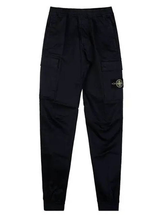 Stretch Cotton Wool Satin Cargo Straight Pants Navy - STONE ISLAND - BALAAN 2