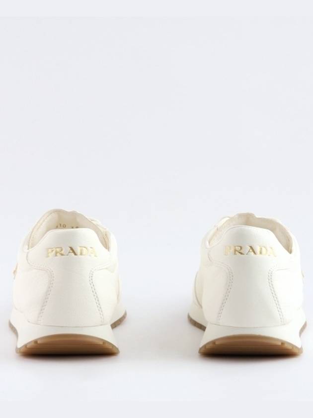 Leather Low Top Sneakers Ivory - PRADA - BALAAN 5