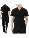 Pleated Polo Shirt Black - ISSEY MIYAKE - BALAAN 2