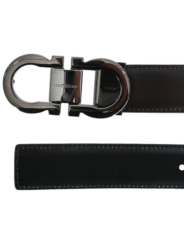 Gancini Reversible Leather Belt Black Dark Brown - SALVATORE FERRAGAMO - BALAAN 4