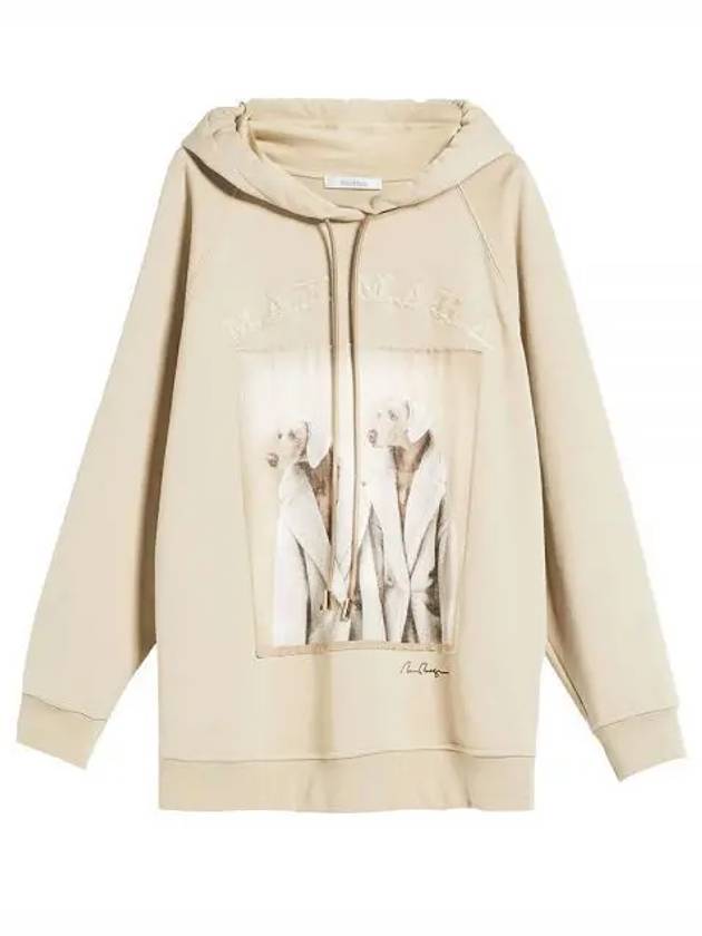 Lillo Graphic Print Cotton Hoodie Beige - MAX MARA - BALAAN 2