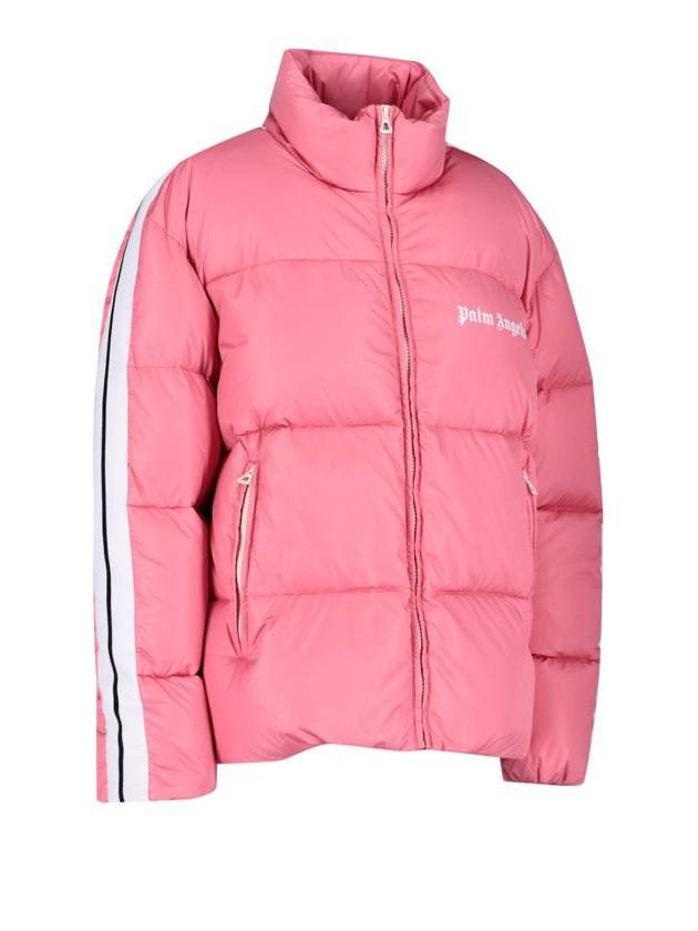 Women's High Neck Logo Track Down Padding Pink - PALM ANGELS - BALAAN 3