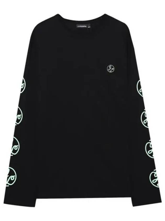 Camillo Graphic Crew Neck Long Sleeve T-Shirt Black - J.LINDEBERG - BALAAN 1