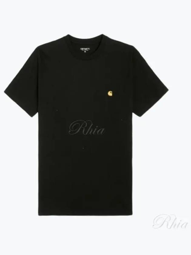 Men's Chase Mini Embroid Logo Short Sleeve T-Shirt Black - CARHARTT WIP - BALAAN 2