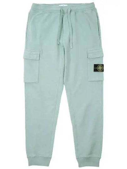 Garment Dyed Cotton Fleece Track Pants Light Green - STONE ISLAND - BALAAN 2