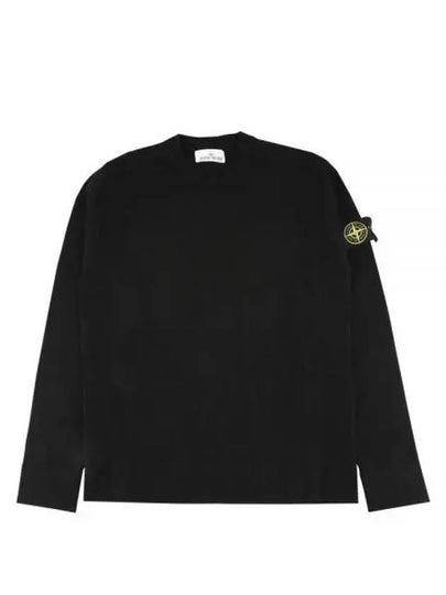 Compass Badge Crewneck Virgin Wool Knit Top Black - STONE ISLAND - BALAAN 2