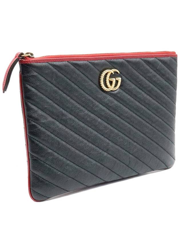 Women s Gucci 573814 Black Matelasse Leather GG Marmont Pouch Clutch gt Gangbuk used luxury goods - GUCCI - BALAAN 4