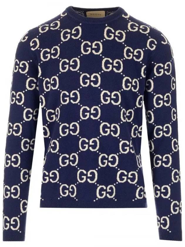 GG Wool Jacquard Knit Top Blue - GUCCI - BALAAN 2