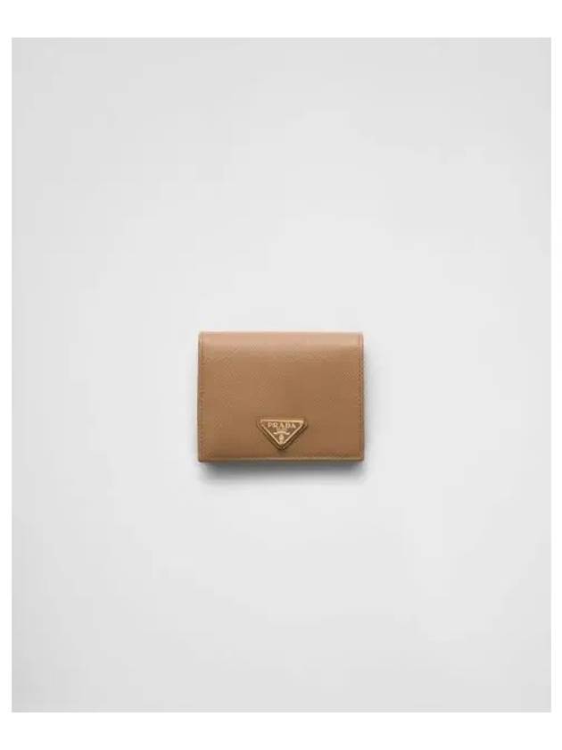 Gold Triangle Logo Saffiano Half Wallet Caramel - PRADA - BALAAN 2