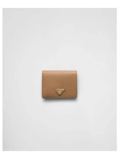 Gold Hardware Triangle Logo Saffiano Half Wallet Caramel - PRADA - BALAAN 2