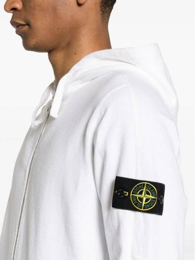 Men's Garment Dyed Malfile Zip Up Hoodie White - STONE ISLAND - BALAAN 6