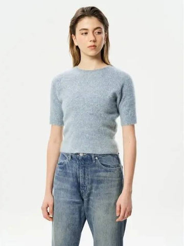 Women s Milled Yak Cashmere Knit T shirt Sky Blue Domestic Product GM0023111053315 - AURALEE - BALAAN 1