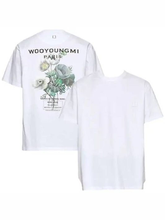 Flower Print Back Logo Short Sleeve T-Shirt White - WOOYOUNGMI - BALAAN 2