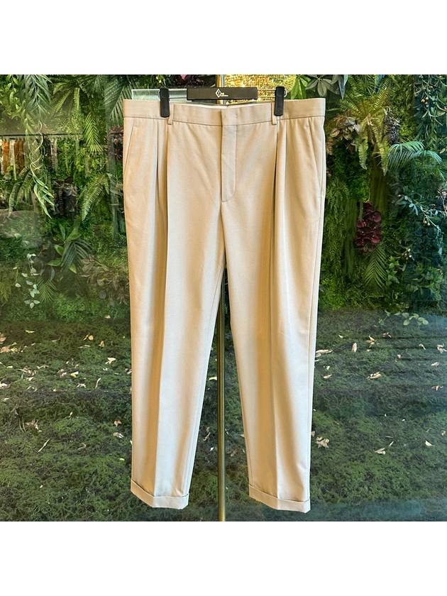 Pintuck Viscose Virgin Wool Tapered Straight Pants Beige - LORO PIANA - BALAAN 2