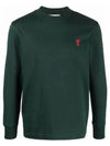 Small Heart Logo Long Sleeve T-Shirt Green - AMI - BALAAN 2
