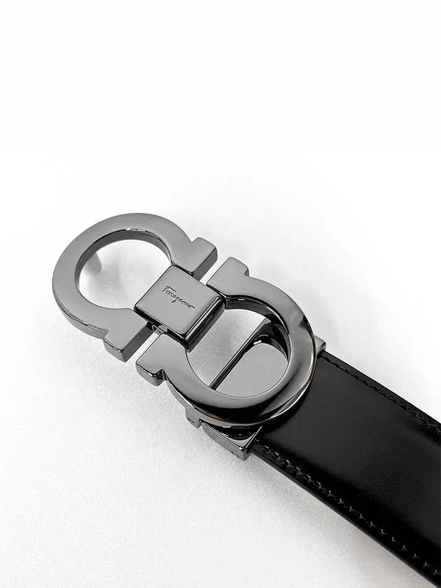 Double Gancini Reversible Leather Belt Black Auburn - SALVATORE FERRAGAMO - BALAAN 4